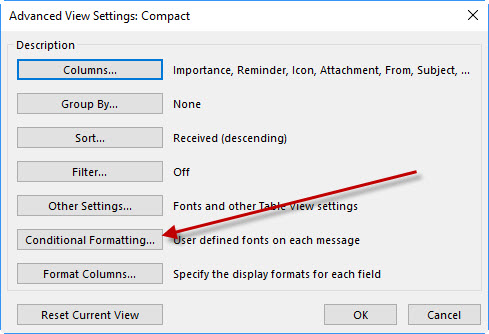 outlook conditional formatting not equal to text
